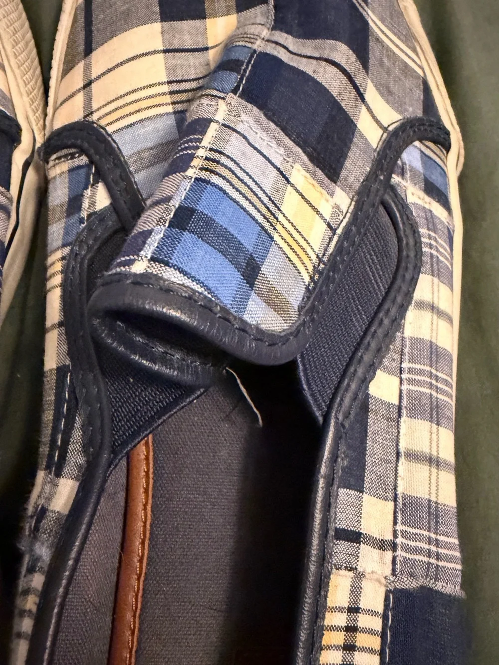 Tommy Hilfiger Men's Blue, White & Yellow Plaid Slip-On Loafers